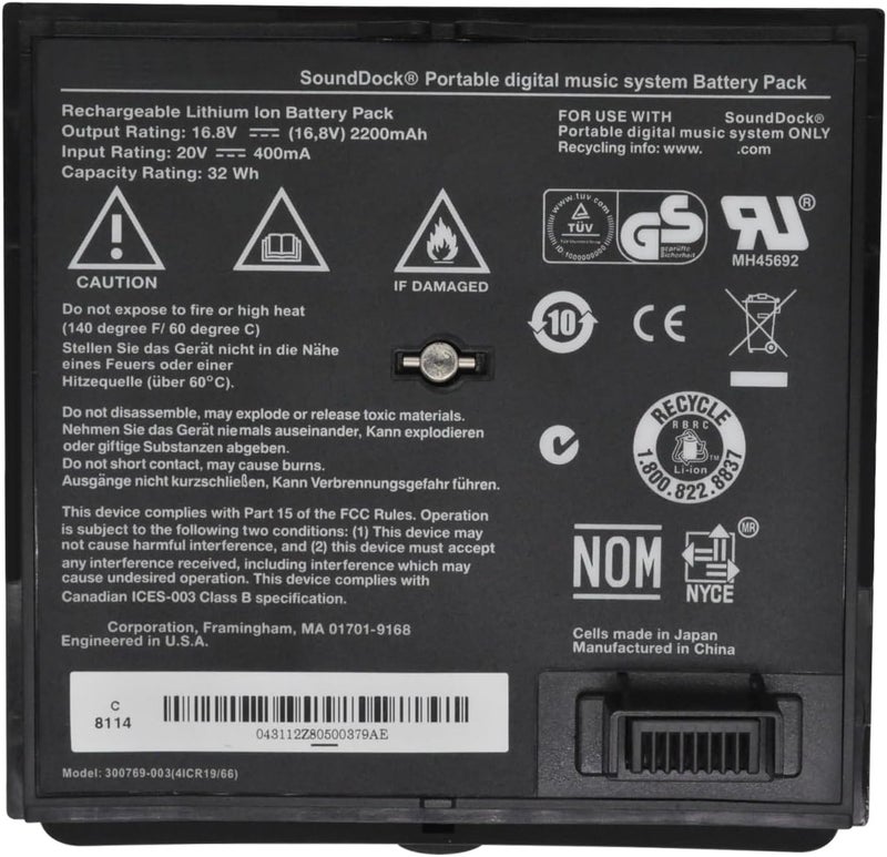 CQCEO 300769-003 Black Battery for Bose Sounddock Portable Digital Music System SoundLink Air Series 300769-001 300769-002 300769-004 300770-001 4ICR19/66 16.8V 32Wh 2200mAh - Image 1
